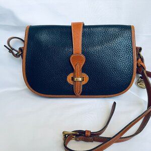 Vtg Dooney & Bourke AWL Equestrian Over & Under Shoulder Bag Very Dark Blue USA